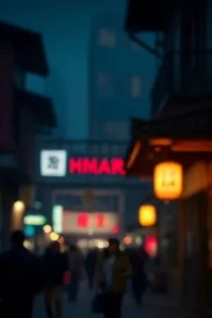 《灯火阑珊处》竖版视觉，夜市灯串