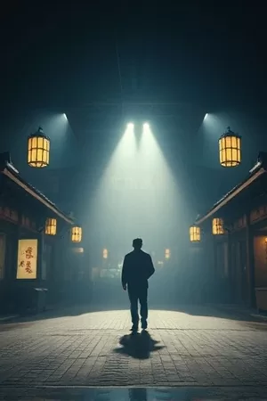 《长夜将尽》竖版视觉，凌晨街道的路灯